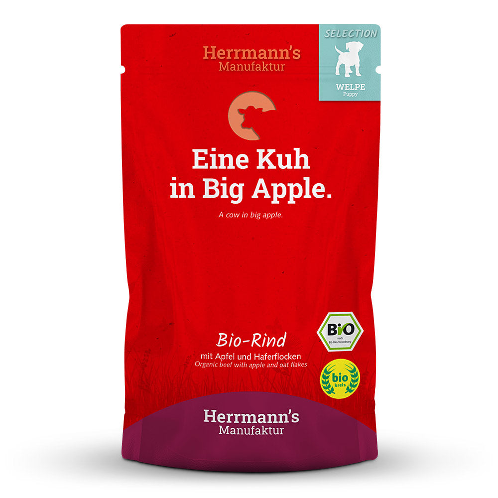 Herrmann’s Welpenfutter Bio Rind mit Apfel und Haferflocken