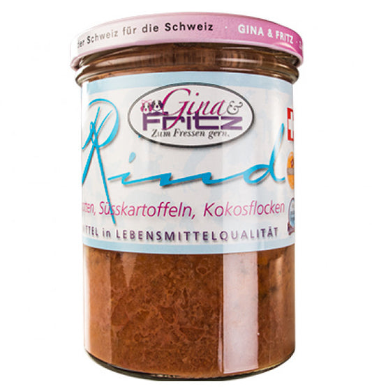 Gina & Fritz RIND GETREIDEFREI mit Zucchini, Karotten, Süsskartoffeln, Kokosflocken