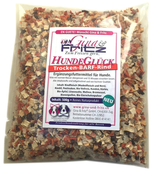 Gina & Fritz Hundeglück Trockenbarf Rind