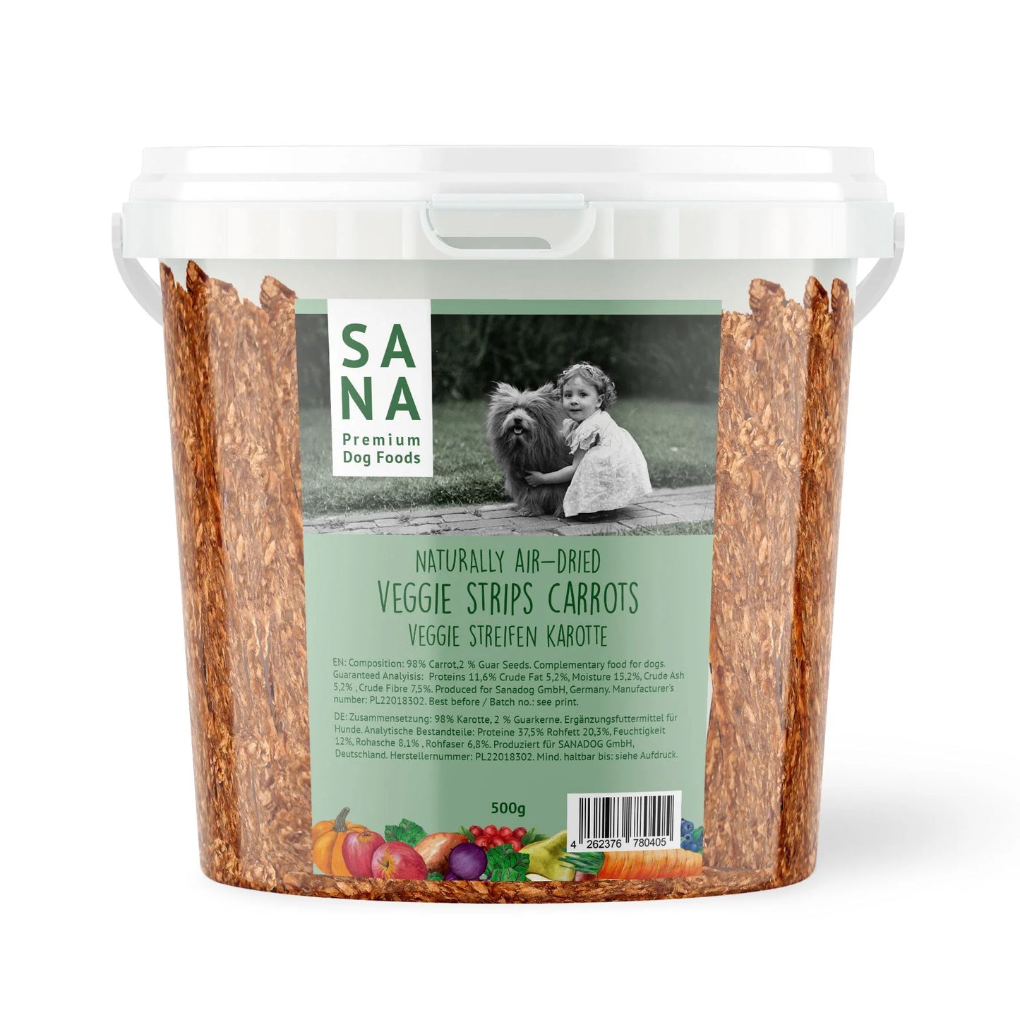 SANA Dog Veggie Streifen im 500g Eimer
