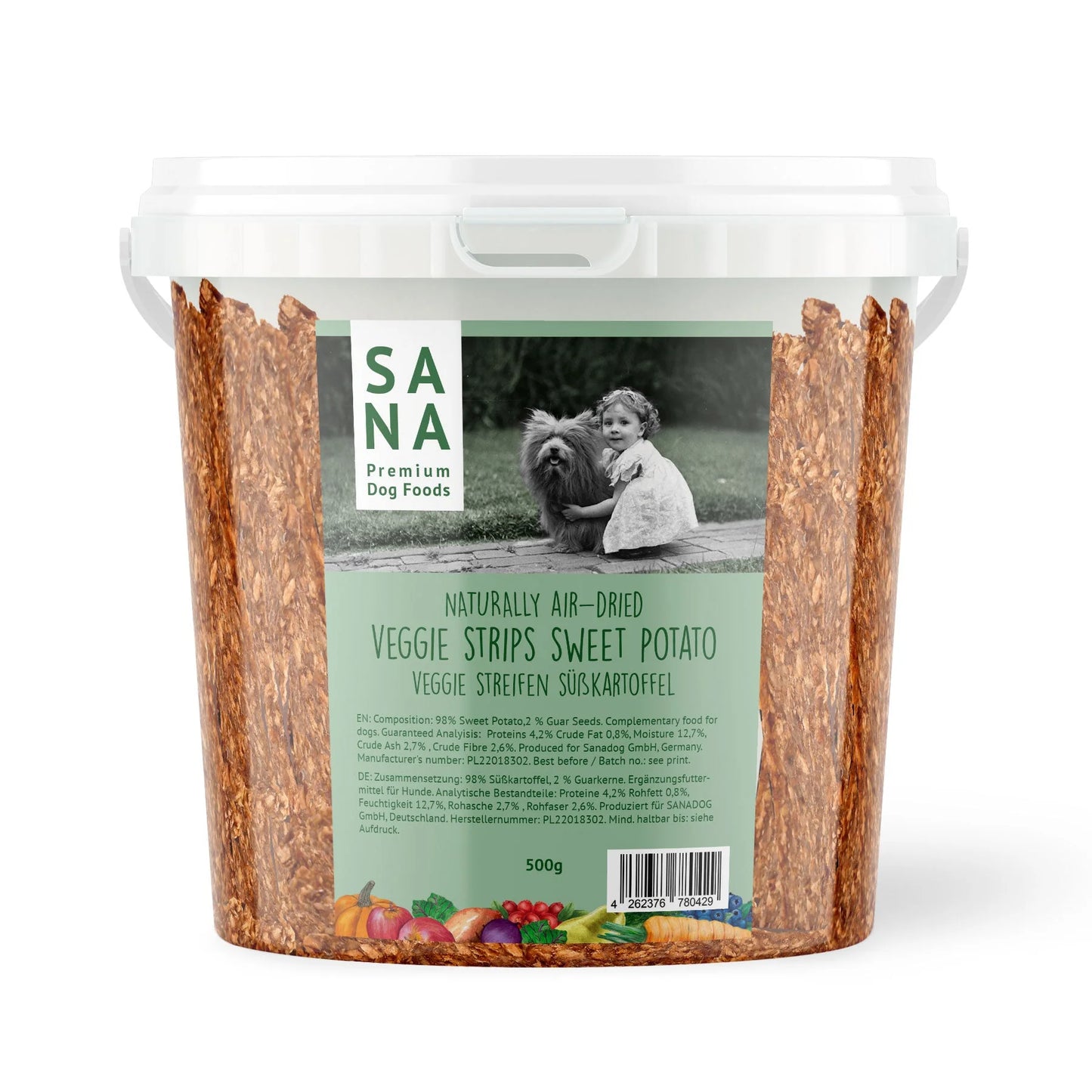 SANA Dog Veggie Streifen im 500g Eimer