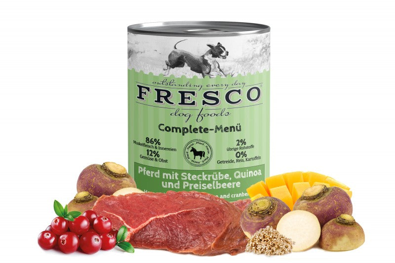 FRESCO Complete-Menü Pferd mit Steckrübe, Quinoa und Preiselbeeren